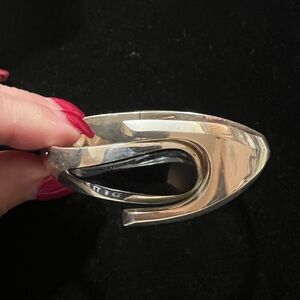925 STERLING SILVER MEXICO CII BLACK ONYX CLAMPER BANGLE